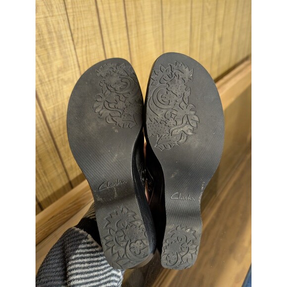 Clarks Clogs Mules Shoes Women's Size 10 M Black Leather Slip On Studded - Picture 8 of 8